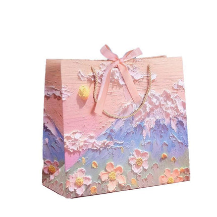 10pcs Oil Painting Gift Paper Bags for Birthday and Holiday Gift Packaging Tote - M.