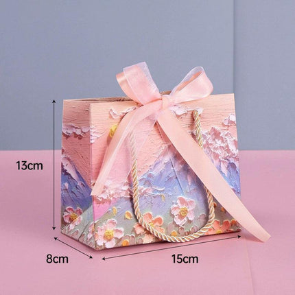 10pcs Oil Painting Gift Paper Bags for Birthday and Holiday Gift Packaging Tote - M.