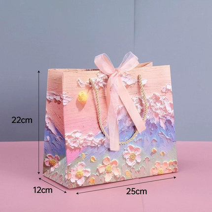 10pcs Oil Painting Gift Paper Bags for Birthday and Holiday Gift Packaging Tote - M.
