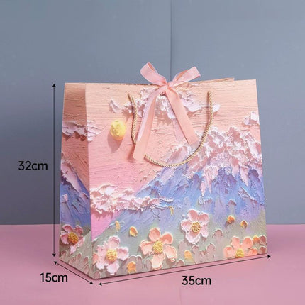 10pcs Oil Painting Gift Paper Bags for Birthday and Holiday Gift Packaging Tote - M.