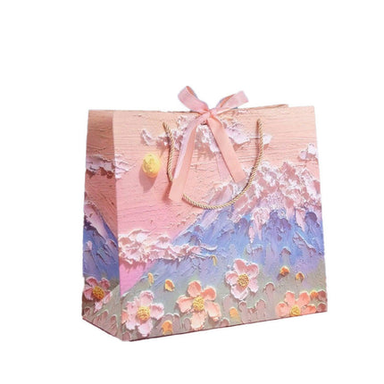 10pcs Oil Painting Gift Paper Bags for Birthday and Holiday Gift Packaging Tote - M.