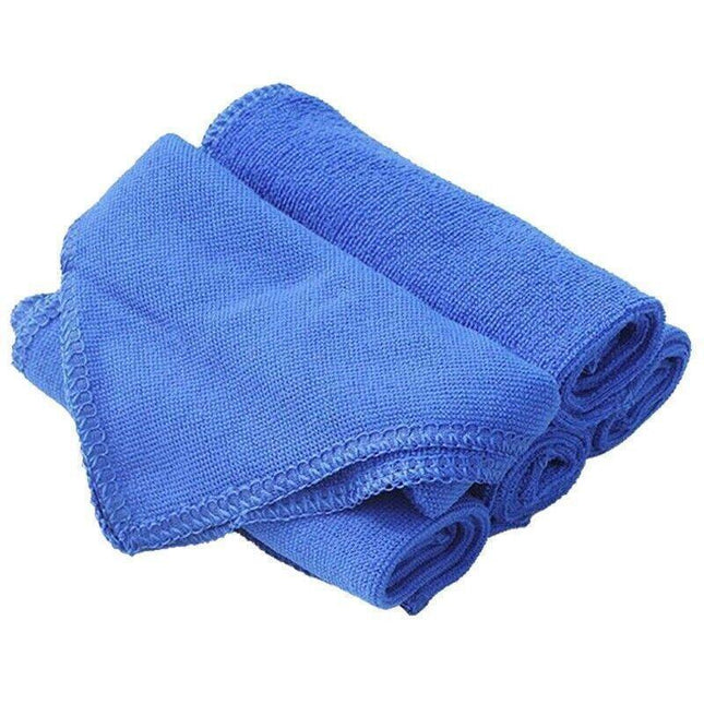 50PCS Blue Microfibre Car Cleaning Cloths 30x30cm Wash Dry Polish Towel Set.