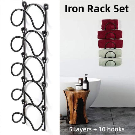 Multifunctional Wall Mounted Bathroom Storage Rack Multi Layer Towel and Wine.