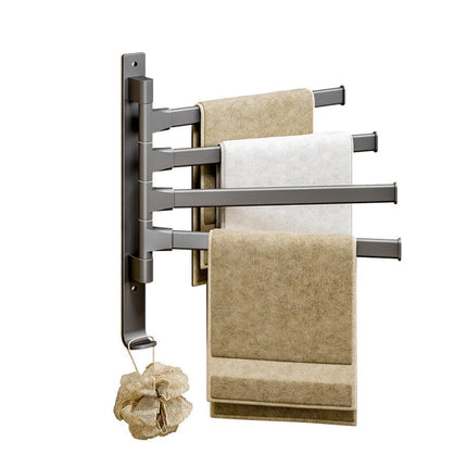 Rotating Towel Rack Wall Mounted Bathroom Shelf Multi Rod Swivel Towel Holder.