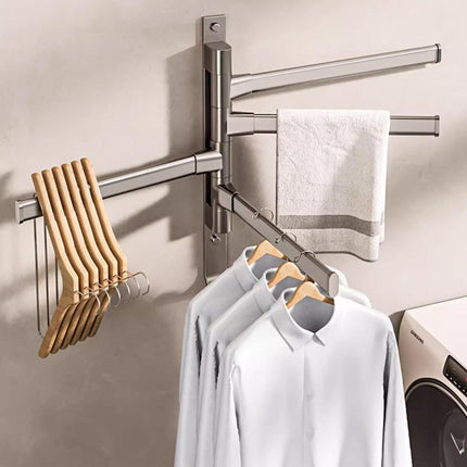 Rotating Towel Rack Wall Mounted Bathroom Shelf Multi Rod Swivel Towel Holder.
