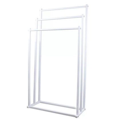 3 Tier Metal Towel Rack Freestanding 3 Bars Drying Shelf Holder Stand Organizer.