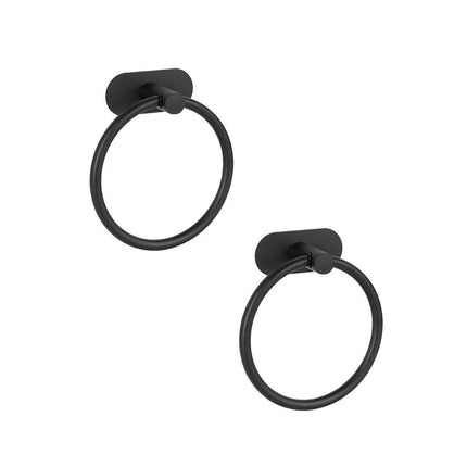 2PCS Black Nonperforated Stainless Steel Bathroom Toilet Hanging Oval Towel Ring.