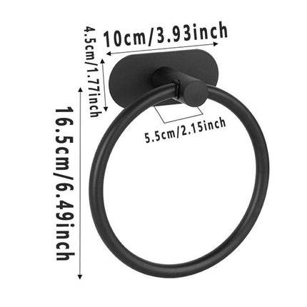 2PCS Black Nonperforated Stainless Steel Bathroom Toilet Hanging Oval Towel Ring.