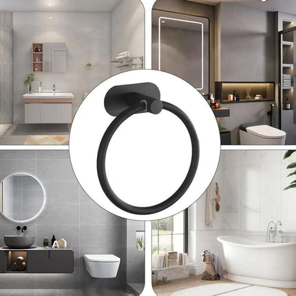 2PCS Black Nonperforated Stainless Steel Bathroom Toilet Hanging Oval Towel Ring.