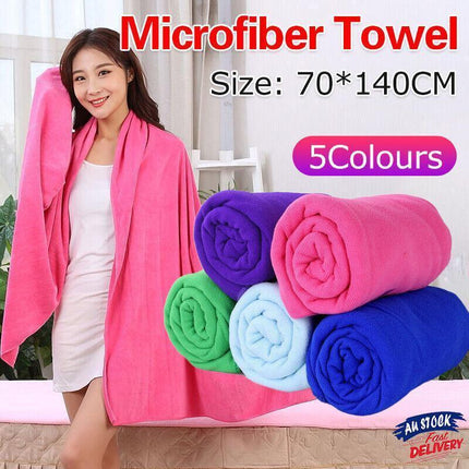 Microfiber Towel Gym Sport Footy Travel Camping Swimming Beach Bath Microfibre - Light Blue.