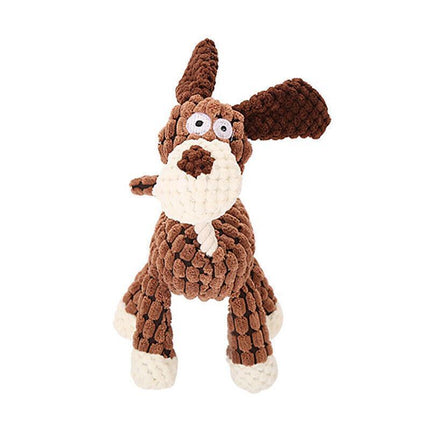 Squeaky Dog Toy Plush Chew Rope Pet Puppy Toys with Squeaker Crinkle for Teething - Brown Goose.