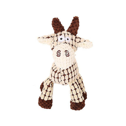 Squeaky Dog Toy Plush Chew Rope Pet Puppy Toys with Squeaker Crinkle for Teething - Brown Goose.