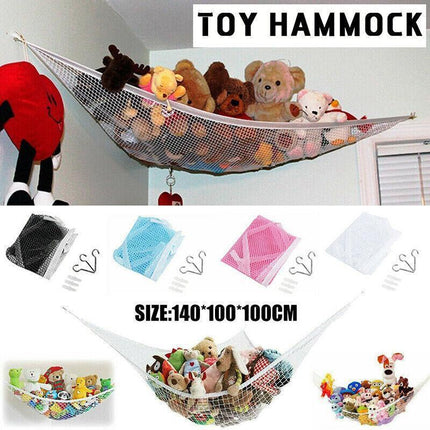 Soft Large Toy Hammock Mesh Net Storage Organizer for Bedroom Plush Toys - White.