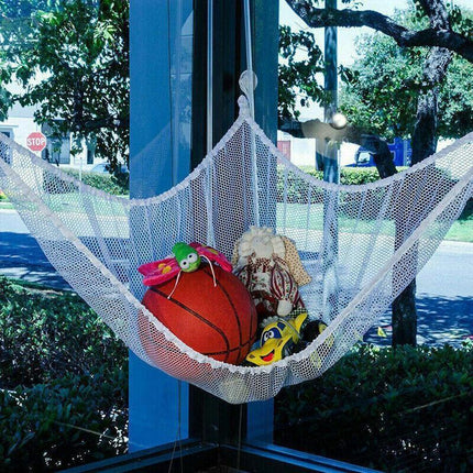 Soft Large Toy Hammock Mesh Net Storage Organizer for Bedroom Plush Toys - White.