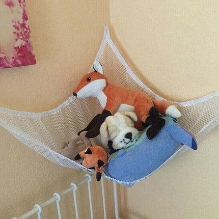 Soft Large Toy Hammock Mesh Net Storage Organizer for Bedroom Plush Toys - White.