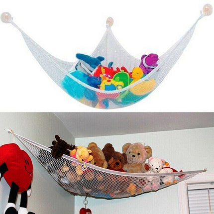 Soft Large Toy Hammock Mesh Net Storage Organizer for Bedroom Plush Toys - White.