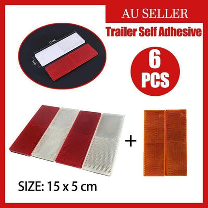 6 X Red Amber White Trailer Reflectors 15 X 5 Cm Self Adhesive Reflector Caravan.