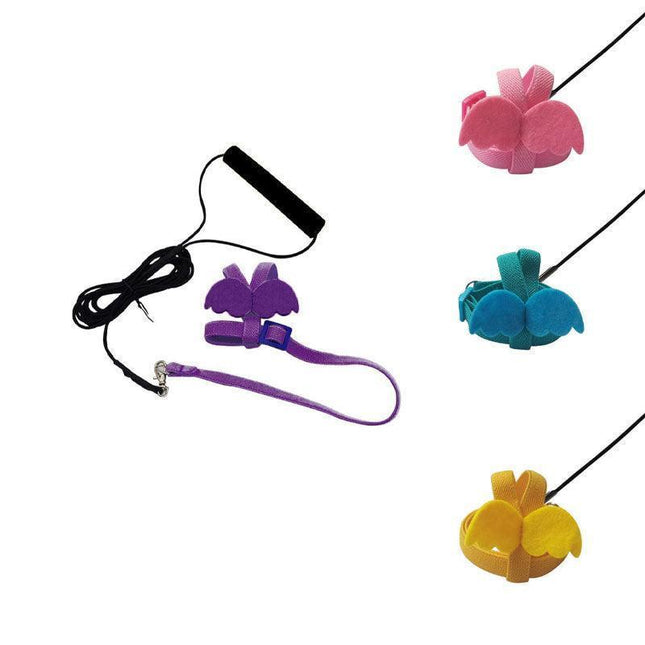 Parrot Bird Harness Leash Adjustable Flying Training Rope Cockatiel Conure Budgie - Pink.