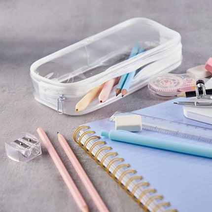 8PCS Waterproof Transparent Zipper Pencil Case Cosmetic Stationery Organizer Bag.