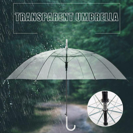Clear Transparent Umbrella Long Handle Auto Open PVC Rain Parasol 71cm.