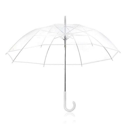 Clear Transparent Umbrella Long Handle Auto Open PVC Rain Parasol 71cm.