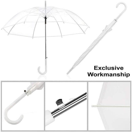 Clear Transparent Umbrella Long Handle Auto Open PVC Rain Parasol 71cm.