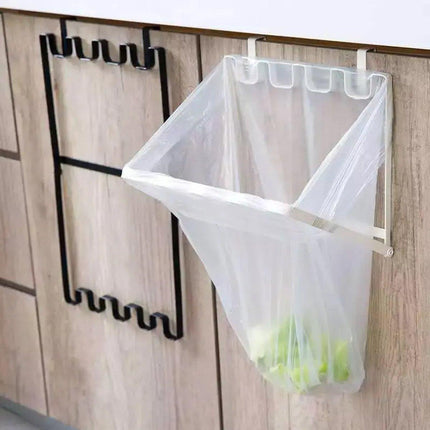Wall Hanging Garbage Bag Shelf Hook Kitchen Storage Plastic Bag Hanger Rack Trash Bin.
