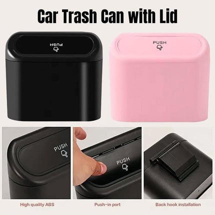 Car Wastebasket Door Mounted Multifunctional Storage Box Trash Bin Organizer - Pink.