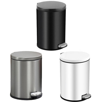 Trash Can Double Layer Foot Pedal Design with Lid Household Bin Kitchen Bathroom - White.