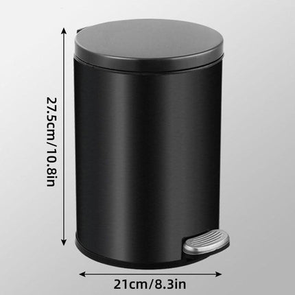 Trash Can Double Layer Foot Pedal Design with Lid Household Bin Kitchen Bathroom - White.