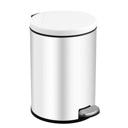 Trash Can Double Layer Foot Pedal Design with Lid Household Bin Kitchen Bathroom - White.