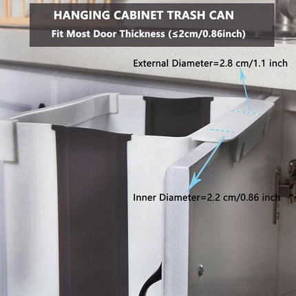 9L Hanging  Bin Wall Mounted Folding Waste Bin Kitchen Dining Cabinet Trash Can - White.