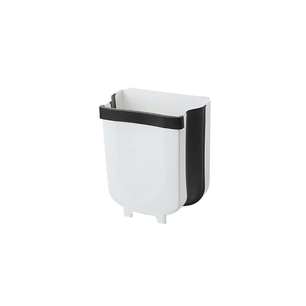 9L Hanging  Bin Wall Mounted Folding Waste Bin Kitchen Dining Cabinet Trash Can - White.