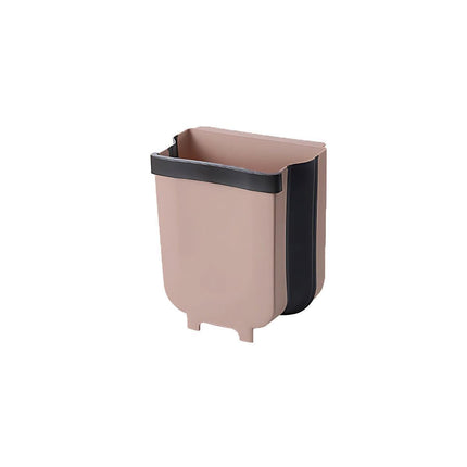 9L Hanging  Bin Wall Mounted Folding Waste Bin Kitchen Dining Cabinet Trash Can - White.