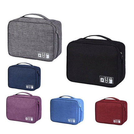 Cable Organizer Bag Charger USB Electronic Accessories Storage Travel Case - Purple.
