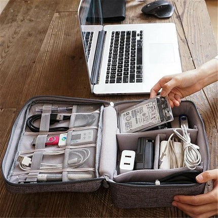 Cable Organizer Bag Charger USB Electronic Accessories Storage Travel Case - Purple.