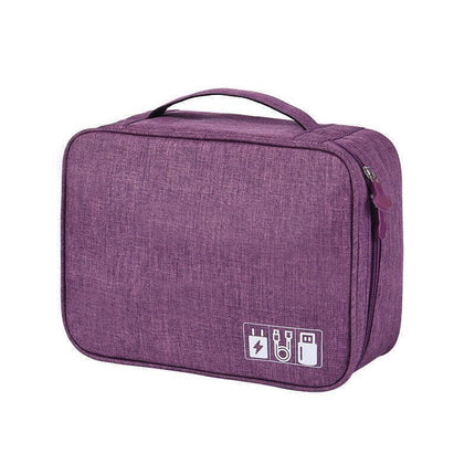Cable Organizer Bag Charger USB Electronic Accessories Storage Travel Case - Purple.