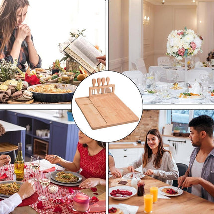 Bamboo Chopping Board Cheese Board Set with Knife Kitchen Charcuterie Serving.
