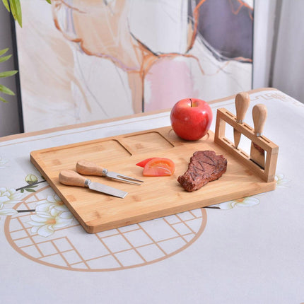 Bamboo Chopping Board Cheese Board Set with Knife Kitchen Charcuterie Serving.
