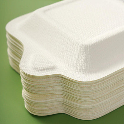 100PCS Degradable Paper Plates Thickened White Rectangular Cake Paper Plate - Square.