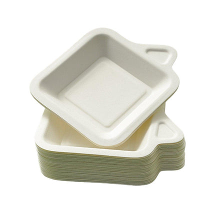 100PCS Degradable Paper Plates Thickened White Rectangular Cake Paper Plate - Square.