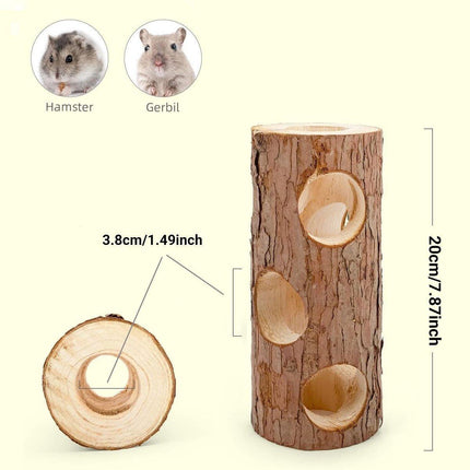 Solid Wood Hamster Pipe Rabbit Chew Toy Tree Cylinder Cross Border Pet Supplies.