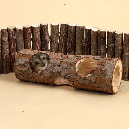 Solid Wood Hamster Pipe Rabbit Chew Toy Tree Cylinder Cross Border Pet Supplies.