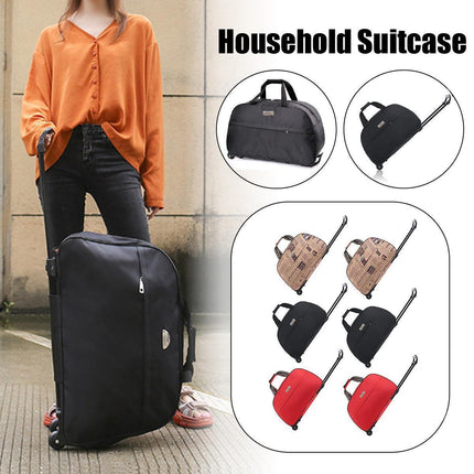 Wheeled Travel Duffle Trolley Bag Carry On Rolling Luggage Suitcase Tote Durable - Black-24in.