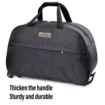 Wheeled Travel Duffle Trolley Bag Carry On Rolling Luggage Suitcase Tote Durable - Black-24in.