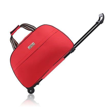 Wheeled Travel Duffle Trolley Bag Carry On Rolling Luggage Suitcase Tote Durable - Red-24in.