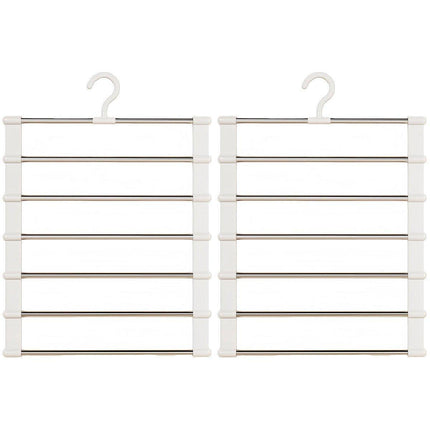 2pcs Multifunctional Folding Trouser Rack Multi Layer Storage Hanging Clothes.