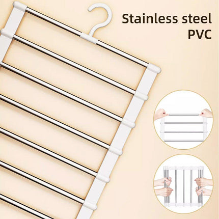 2pcs Multifunctional Folding Trouser Rack Multi Layer Storage Hanging Clothes.