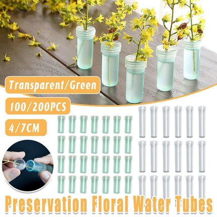 100/200PCS Flower Fresh Keeping Tube Floral Bouquet Nutrition Water Care Supply - 1.8*4cm - Transparent 200PCS.
