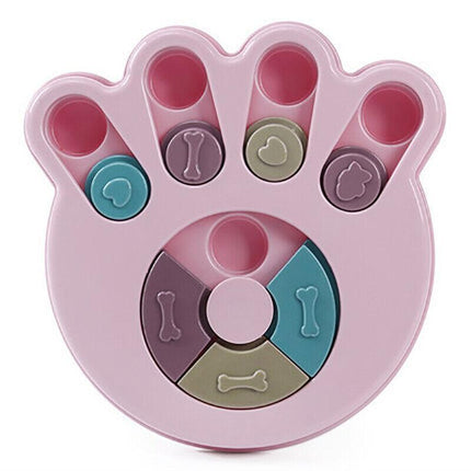 Dog Treat Dispenser Food Puzzle Toy Interactive Training Feeder Pet Supply Bowl - Claw-Pink.